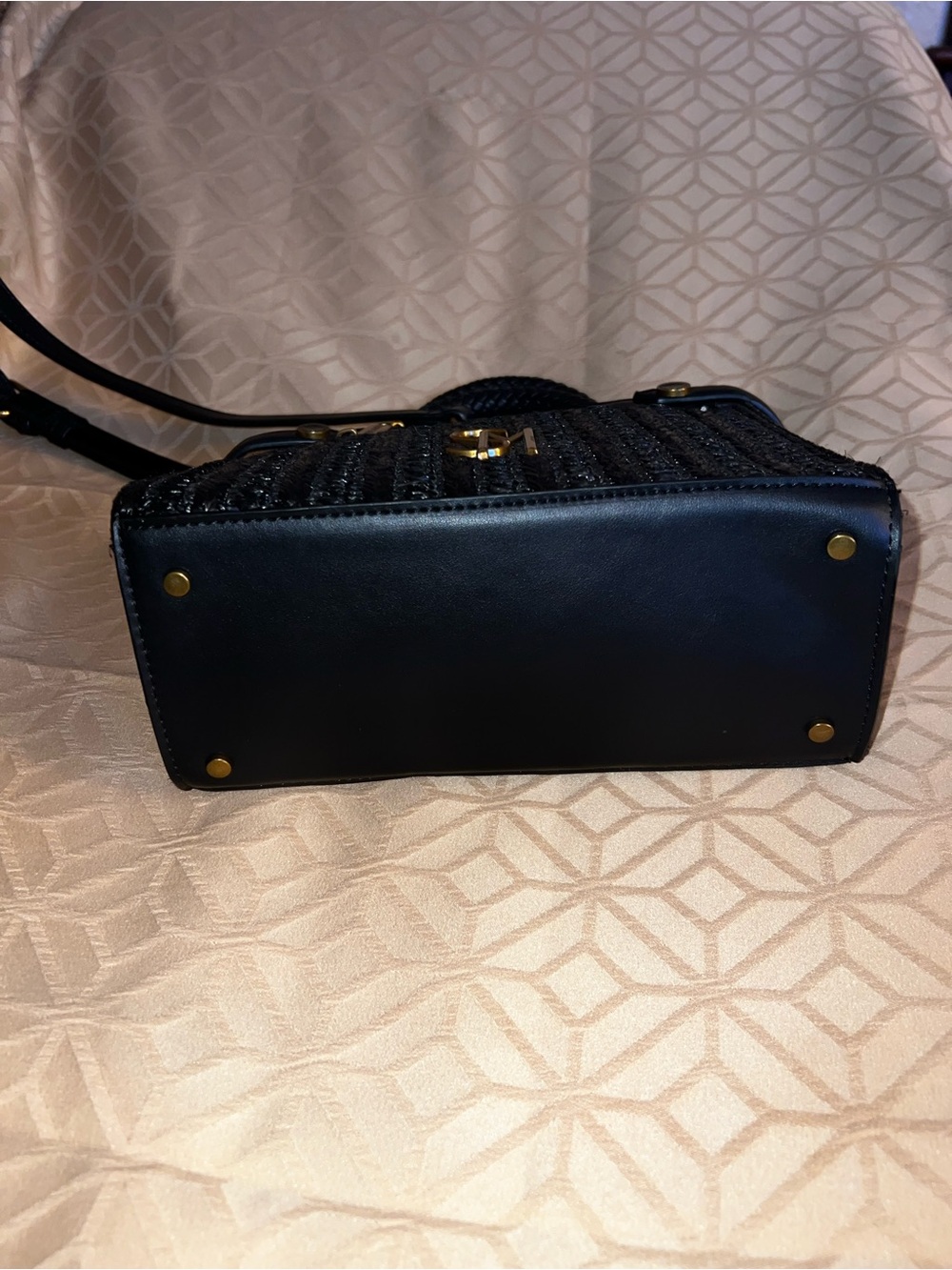 Steve Madden Black Braided Top-Handle Satchel with Gold Accent - Picture 8 of 17